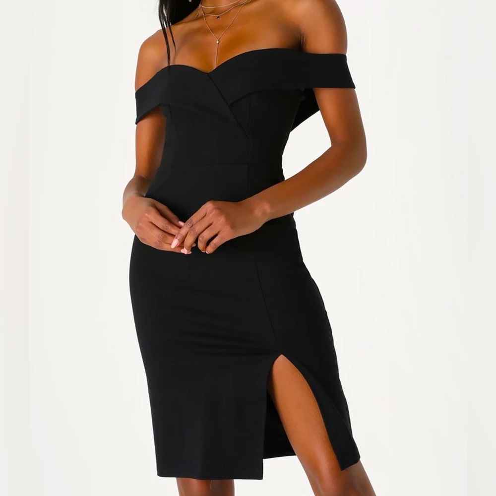 Black evening midi dress
